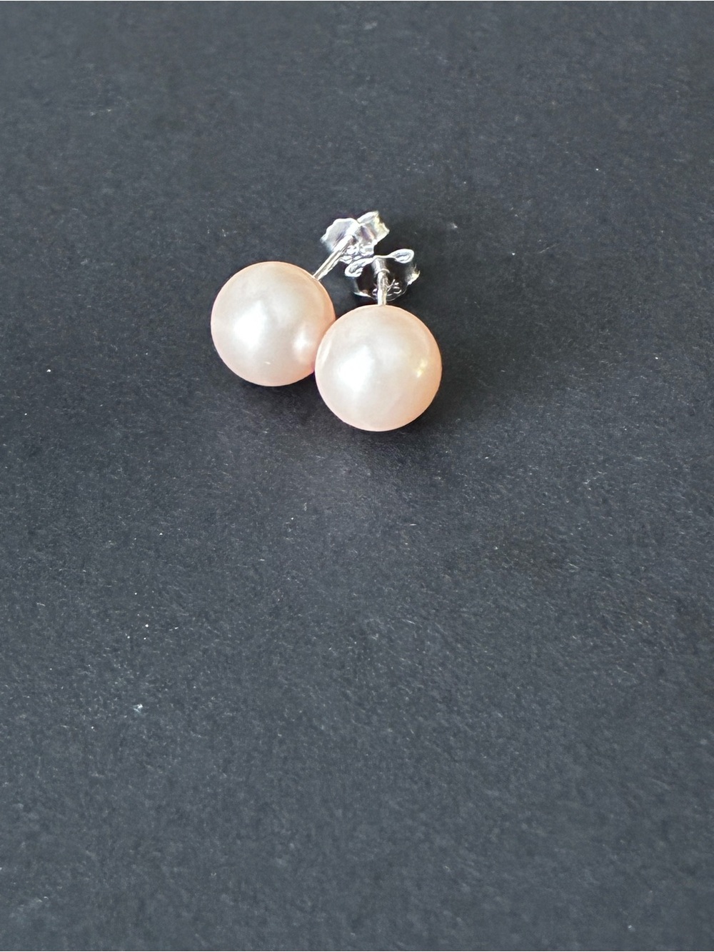 Elegant Pink Pearl Stud Earrings- Sterling Silver 925